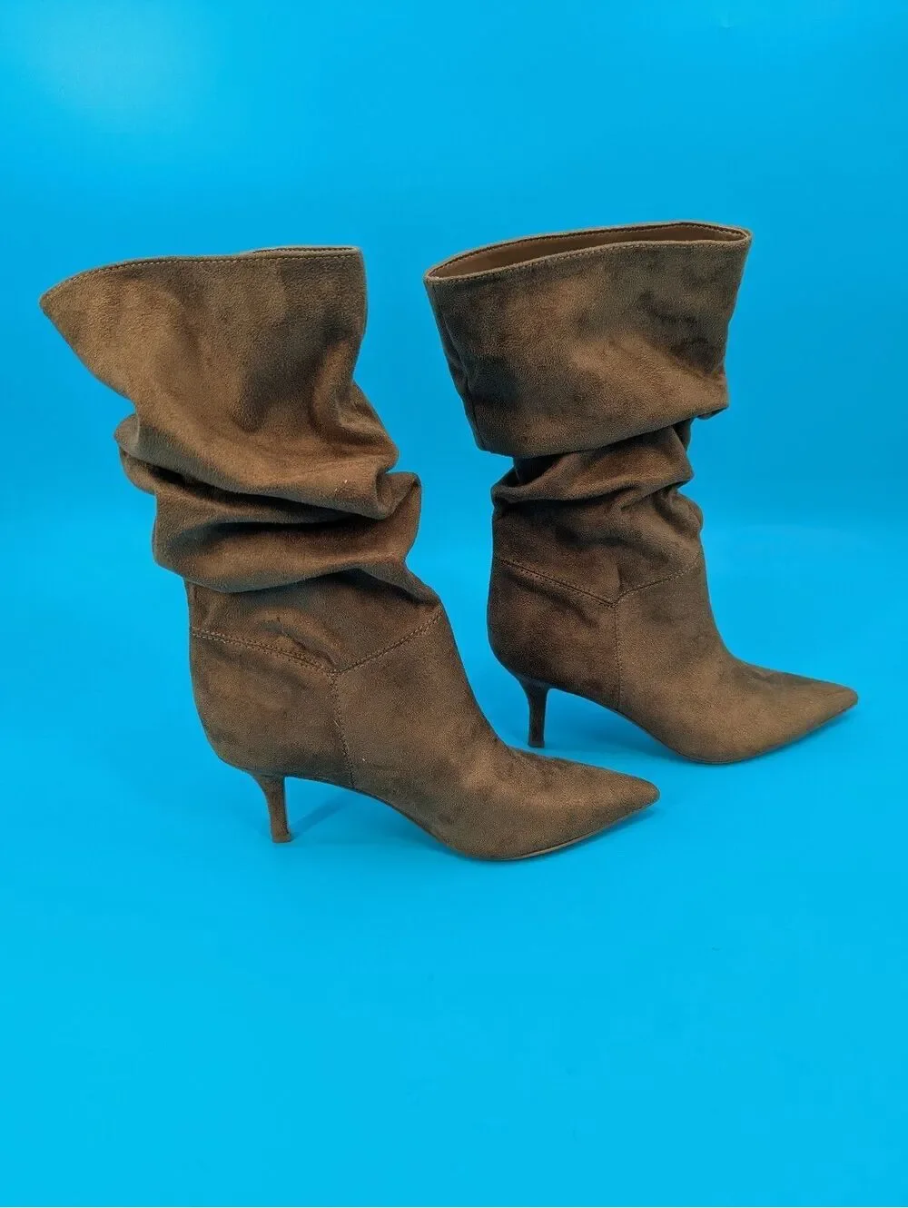 Nine West Brown Mycki suede slouch pointed toe ankle boots Size 6 NWOB Was $159